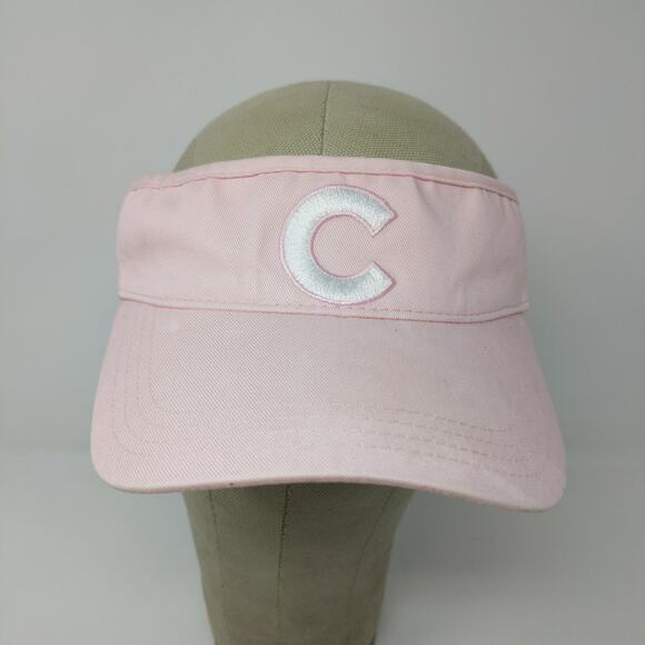 American Needle Strapback Sun Visor Hat Embroidered C Logo Pink - Picture 3 of 11